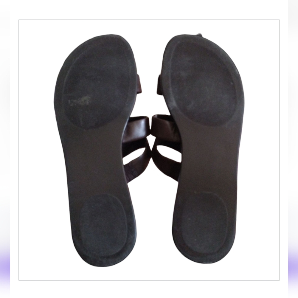 Vintage Y2k Women's Jones Wear Dark Brown Leather Sandals Size 8.5 - Picture 3 of 3